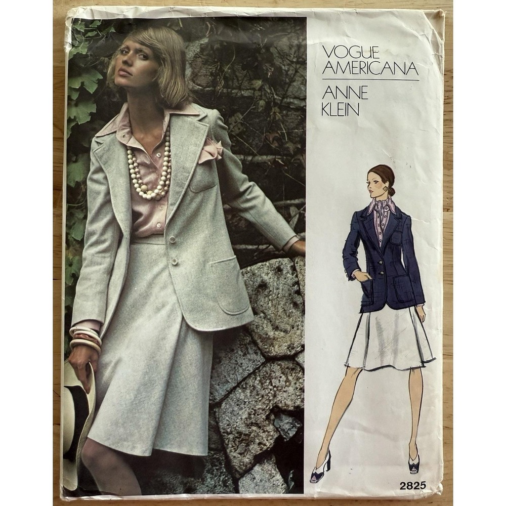 Vogue Americana ANNE KLEIN Pattern 2825 Misses' Jacket Skirt Shirt & Scarf Sz 12